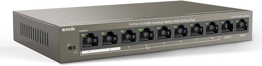 سويتش tenda 10 port8 poe 10/100